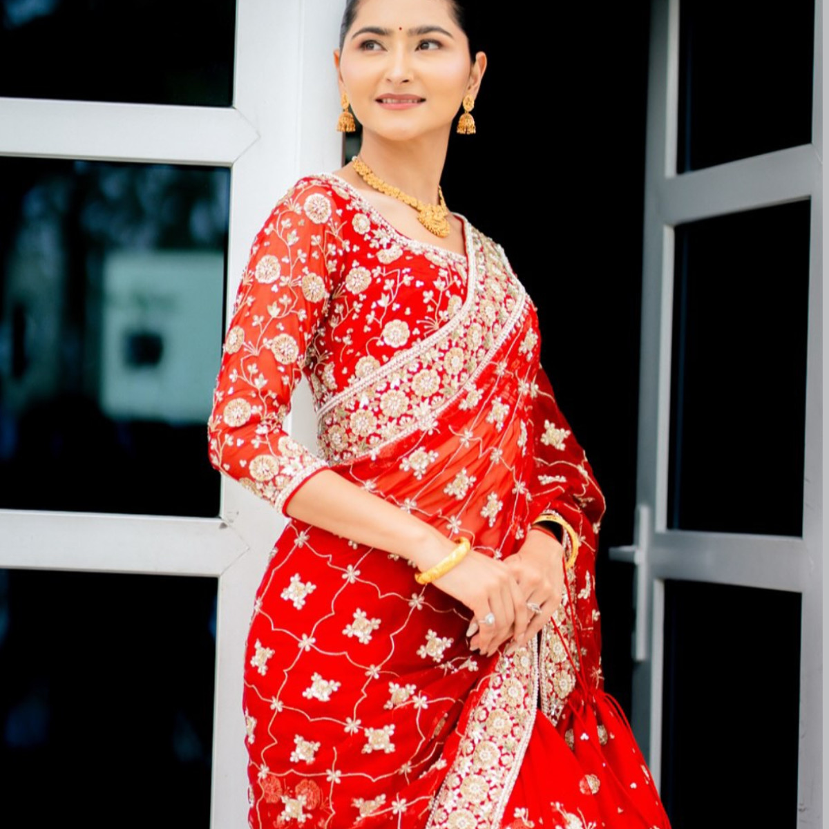 Bridal Saree Hand embroidered