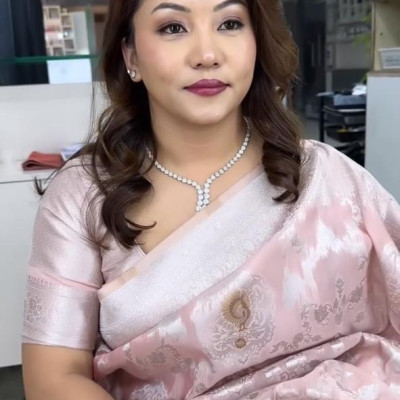 Glam make up plus hair and saree